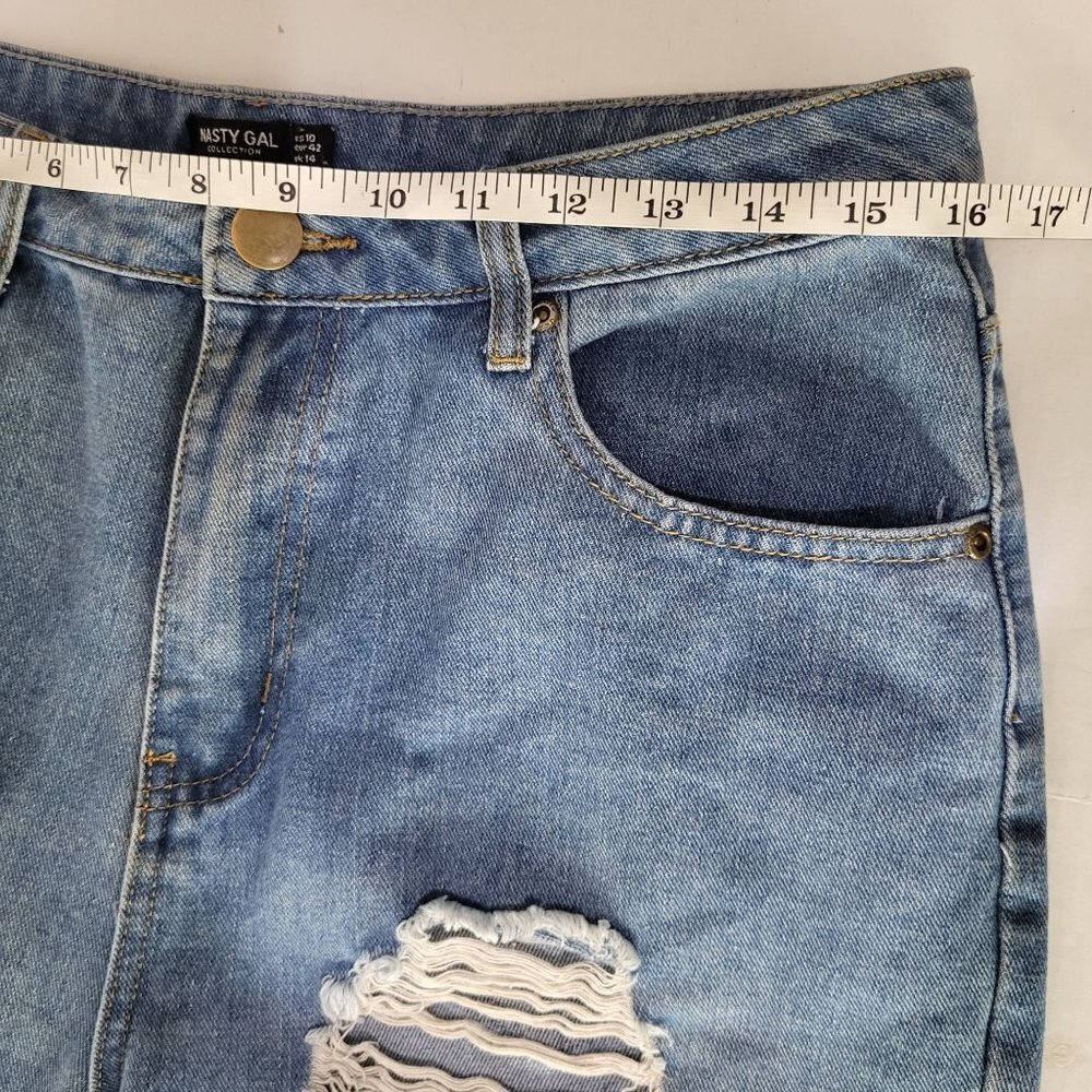 Nasty Gal Womens Size 10 Girl Talk Distressed Shredded Mom Jeans Light Wash - Picture 8 of 10